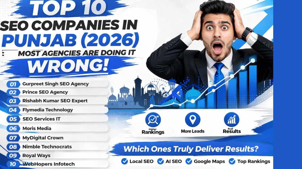 Top 10 SEO companies in Punjab 2026 list featuring leading agencies for local SEO, AI SEO, Google Maps ranking and digital marketing services